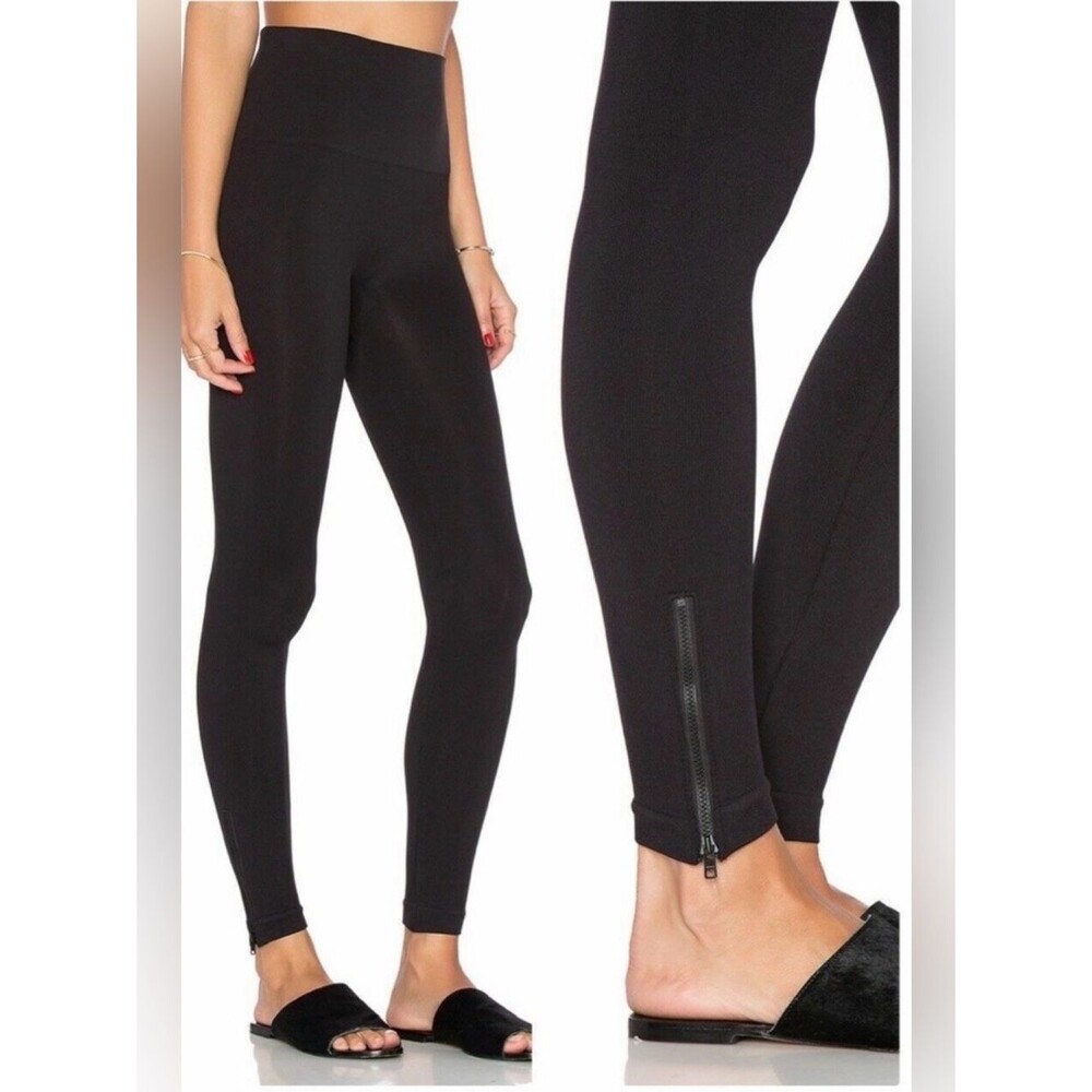 SPANX SEAMLESS HIGH WAISTED LEGGINGS BLACK ANKLE ZIPPER Pants Tights Size S / P